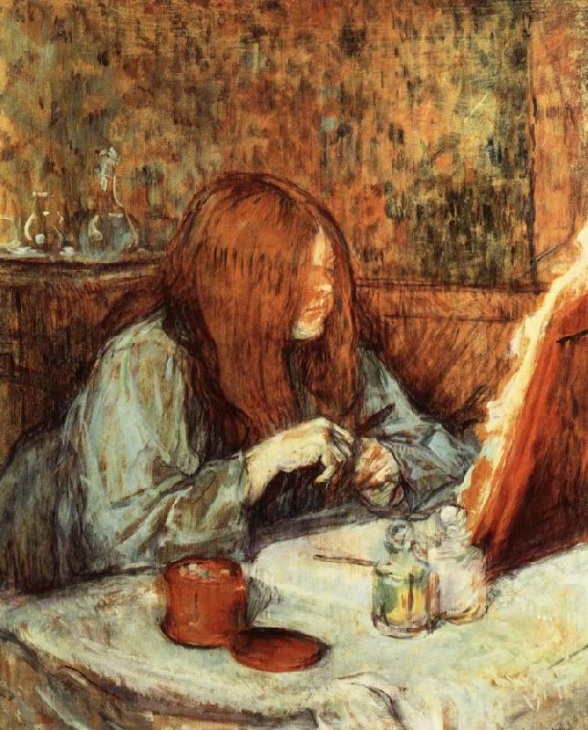 Henri  Toulouse-Lautrec At the Dressing Table Madame Poupoule Norge oil painting art